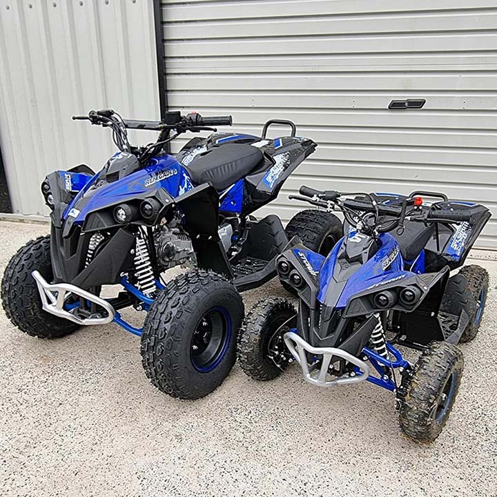 Adult and kids blue and black quads